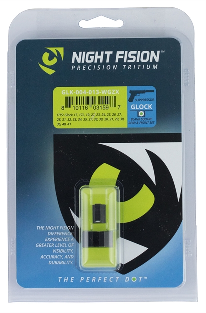Picture of  Night Fision Glk004013wgz Suppressor Height Sights For Glock  Green Tritium White Outline Front Sight-Black/Blank Rear Sight Glock 17/17L/19 810116031597
