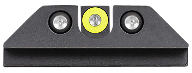 Picture of Night Fision Glow Dome Compatible With Glock 17, 17L, 19, 21-29, 30-39, 40-43, 43X, 48 Square Front/U-Notch Rear Green W/Yellow Outline Black Black