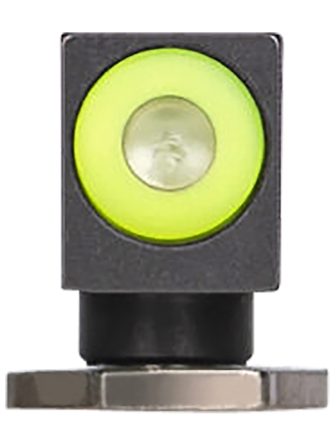 Picture of Night Fision Glow Dome Compatible With Glock 17, 17L, 19, 21-29, 30-39, 40-43, 43X, 48 Tritium Front Green W/Yellow Outline Black