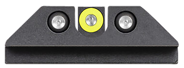 Picture of Night Fision Glow Dome Compatible With Glock 42, 43, 43X Square Front/U-Notch Rear Green W/Yellow Outline Green Black