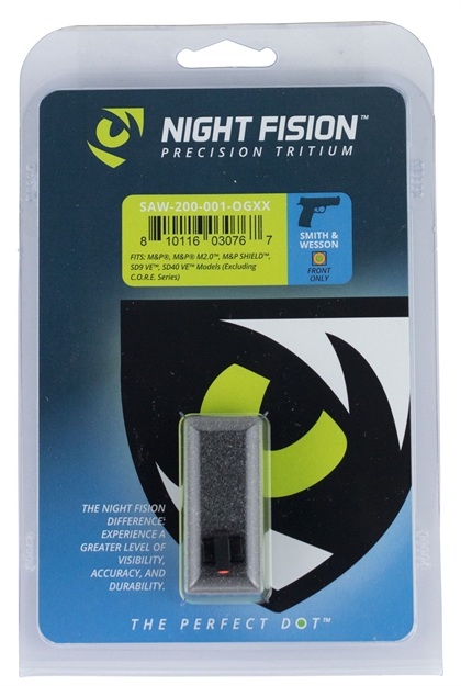 Picture of  Night Fision Saw200001ogx Tritium Front Sight For Smith & Wesson  Green Tritium Orange Outline M&P/Shield/Sd9ve 810116030767