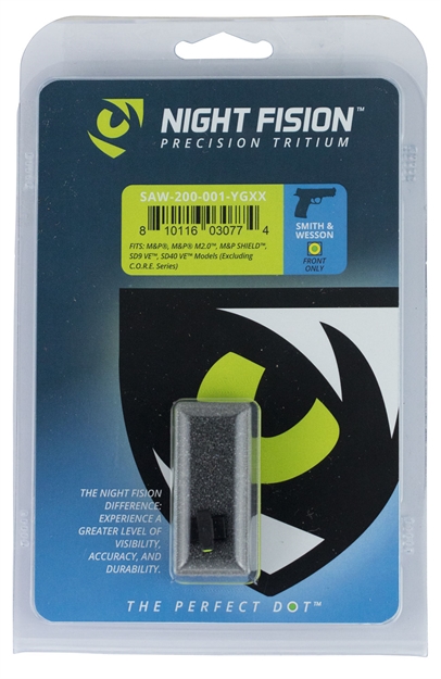 Picture of  Night Fision Saw200001ygx Tritium Front Sight For Smith & Wesson  Green Tritium Yellow Outline M&P/Shield/Sd9ve