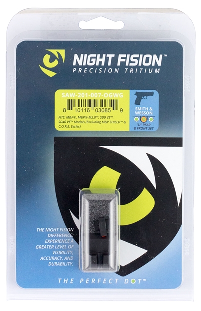 Picture of  Night Fision Saw201007ogw Night Sight Set Square Front/U-Notch Rear S&W M&P,Sd9 Ve,Sd40 VE Green W/Orange Outline Front Green W/White Outline Rear Black