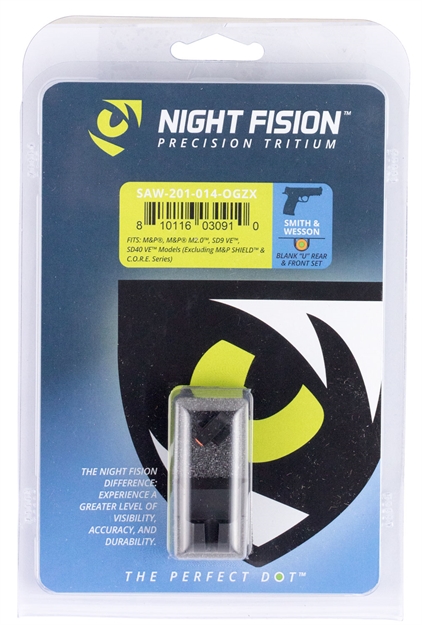 Picture of Night Fision Saw201014ogz Night Sight Set Square Front/U-Notch Rear S&W M&P/Sd9 Ve/Sd40 VE Green Tritium W/Orange Outline   Black