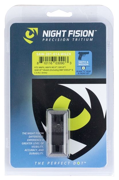 Picture of Night Fision Saw201014wgz Night Sight Set Square Front/U-Notch Rear S&W M&P/Sd9 Ve/Sd40 VE Green Tritium W/White Outline Black