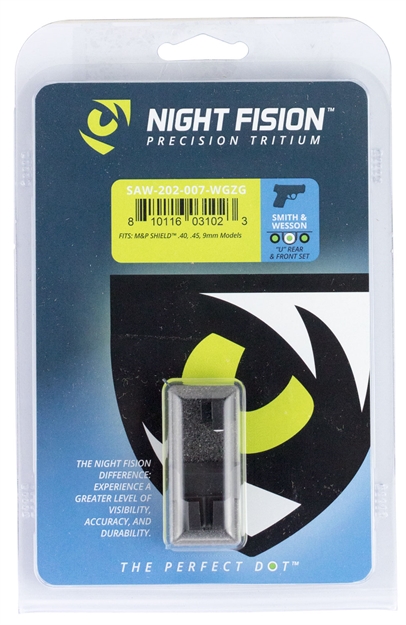 Picture of Night Fision Saw202007wgz Night Sight Set Square Front/U-Notch Rear S&W M&P Shield Green Tritium W/White Outline Black
