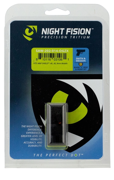 Picture of Night Fision Saw202014ogz Night Sight Set Square Front/U-Notch Rear S&W M&P Shield Green Tritium W/Orange Outline   Black