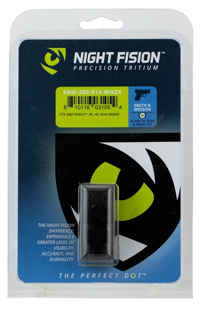 Picture of Night Fision Saw202014wgz Night Sight Set Square Front/U-Notch Rear S&W M&P Shield Green Tritium W/White Outline   Black