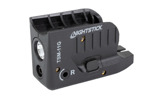 Picture of  Nightstick Tsm11g Tactical Weapon-Mounted Light W/Green Laser Black Polymer Compatible W/ Glock 42/43/43X/48, 150 Lumens White Led Bulb/Green Laser, 104 Meters Beam, Trigger Guard Mount 017398807654