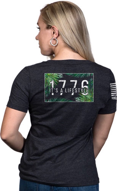 Picture of Nine Line Apparel Line Apparel 1776 Women's V-Neck T-Shirt Grey Small!