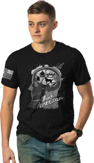 Picture of Nine Line Apparel Line Apparel Amer Skull Men's T-Shirt Black Medium!