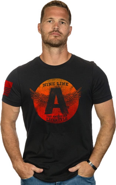 Picture of Nine Line Apparel Line Apparel Flying "A" Men's T-Shirt Black Large!
