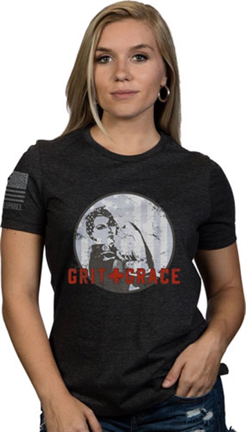 Picture of Nine Line Apparel Line Apparel Grit & Grace Women's T-Shirt Hthr Grey Lrg! GGRACEWRTSHDGL