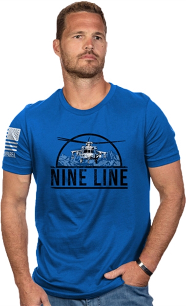 Picture of Nine Line Apparel Line Apparel Helicopter Men's T-Shirt Ryl Blue Small!