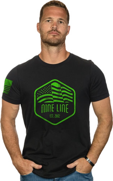 Picture of Nine Line Apparel Line Apparel Neon Flag Men's T-Shirt Black 2X-Large!