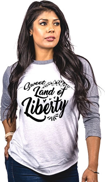 Picture of Nine Line Apparel Line Apparel Sweet Land OF Liberty Wmn's Gry/Wht Small
