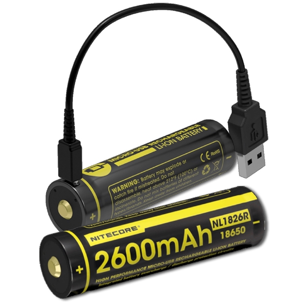 Picture of Nitecore Nl1826r 2600Mah Usb Rchrgbl 18650 Li-Ion Battery