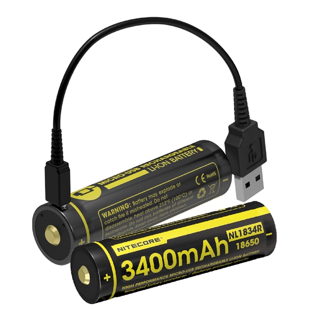 Picture of Nitecore Nl1834r 3400Mah Usb Rchrgbl 18650 Li-Ion Battery