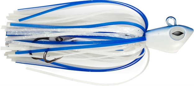 Picture of NO Alibi Alien Jig Offshore Series, Glow Blue/White Skirt, 2 OZ White/Blue Head