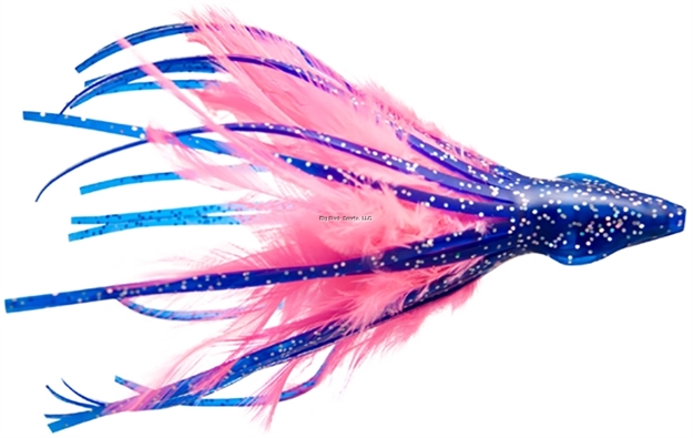 Picture of NO Alibi Dolphin Delight Trolling Lure, Rigged & Ready, Blue/Pink Skirt, 1/4 OZ Head, 4.5", 7/0 Hook, 135 LB Cable, 3 FT