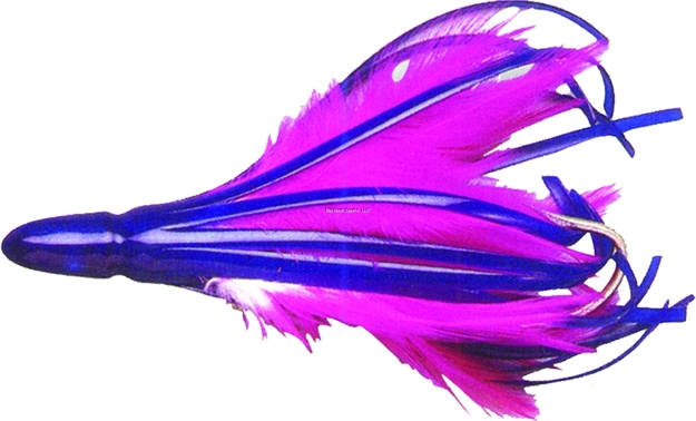 Picture of NO Alibi Dolphin Delight Trolling Lure, Rigged & Ready, Blue/White Skirt, 1/4 OZ Head, 4.5", 7/0 Hook, 135 LB Cable, 3 FT