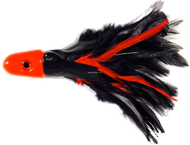 Picture of NO Alibi Trolling Feather Lure, Black/Red Skirt, 2 OZ Head
