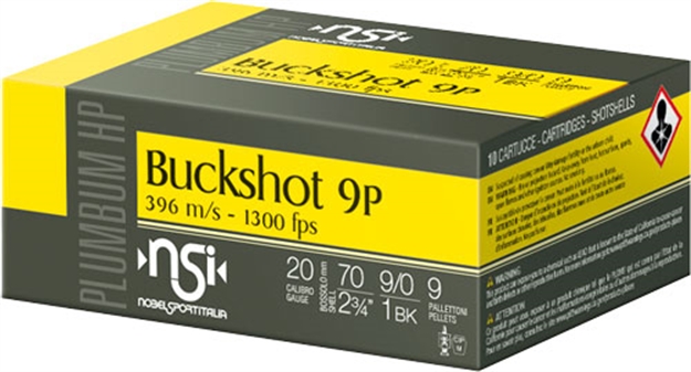 Picture of Nobelsport Ammo 20Ga. 2.75" 1200Fps. 1Bk 9-Pellets 10-Pk