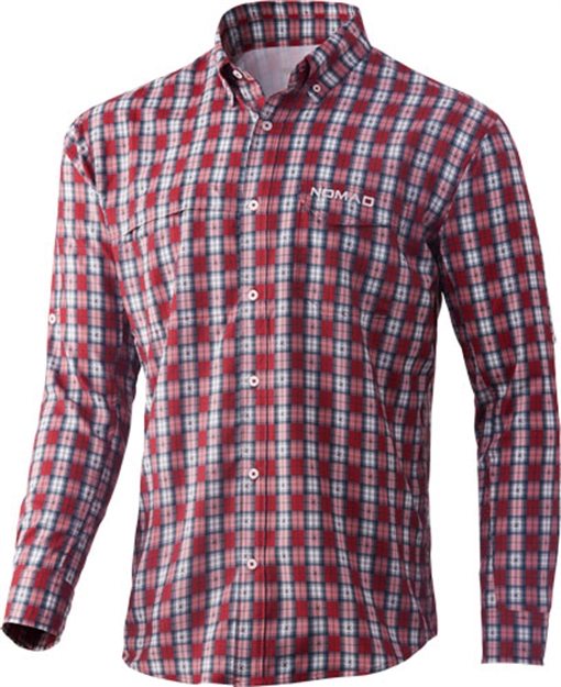 Picture of Nomad Stretch Lite Plaid LS Button Down Navy/Red X-Large