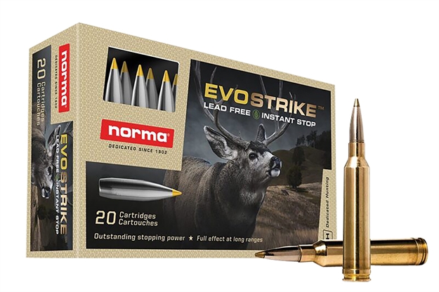 Picture of  Norma Ammunition 20171492 Dedicated Hunting Evostrike 7Mm Rem Mag 127 GR Polymer Tip Boat Tail 20 Per Box/ 10 Case