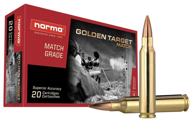 Picture of  Norma Ammunition 10157692 Dedicated Precision Golden Target Match 223Rem 69Gr Boat Tail Hollow Point 20 Per Box/10 Case 7393923325439
