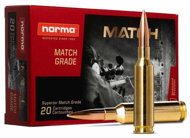 Picture of  Norma Ammunition 10185442 Dedicated Precision Golden Target Match 338Lapuamag 250Gr Hollow Point Boat Tail 20 Per Box/10 Case