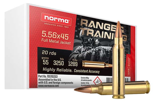 Picture of  Norma Ammunition 701701313 Range & Training  5.56X45mmnato 55Gr Full Metal Jacket 20 Per Box/10 Case