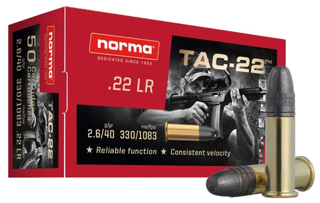 Picture of  Norma Ammunition 2425092 Tac  22Lr 40Gr Lead Round Nose 50 Per Box/100 Case 4000294250927