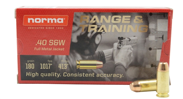 Picture of Norma Ammunition (Ruag) 620740050 Range And Training  40 S&W 180 GR Full Metal Jacket (Fmj) 50 Bx/ 20 CS