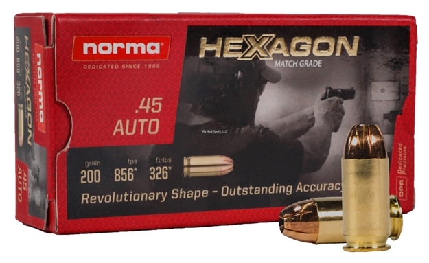 Picture of Norma Pistol Ammo 45 Acp 200Gr Hexagon 50 Rnd