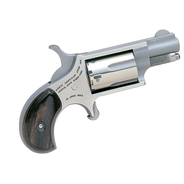 Picture of North American Arms 22Llr Mini-Revolver  22 LR 5 Shot 1.63" Stainless Steel Barrel, Frame & Cylinder, Rosewood Birdshead Grip Exposed Hammer NAA-22LLR