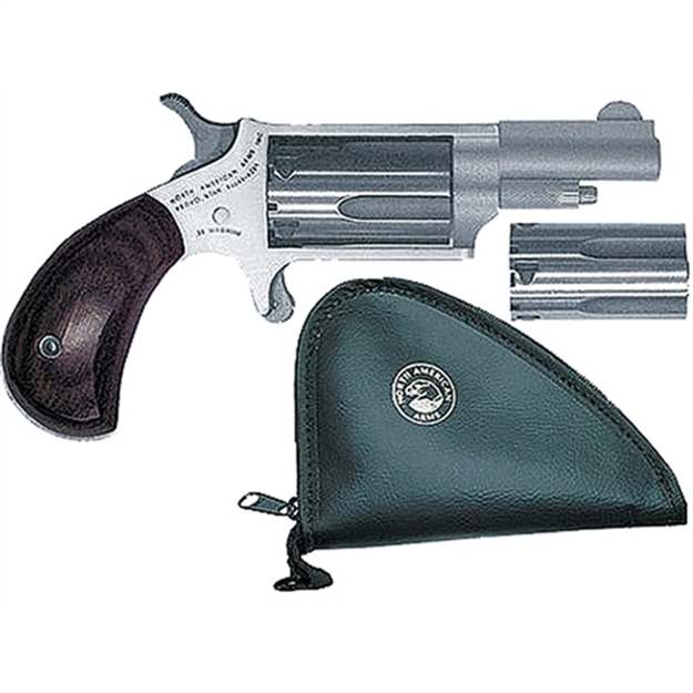 Picture of North American Arms 22Mc Mini-Revolver  22 Lr/22 Wmr 5 Shot 1.63" Stainless Steel Barrel, Frame & Cylinder, Rosewood Grip, Exposed Hammer NAA-22MC
