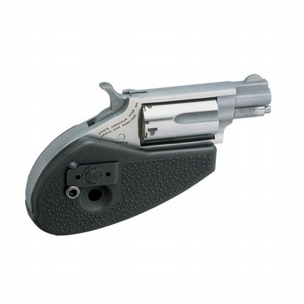 Picture of North American Arms 22Mshg Mini-Revolver  Compact Frame 22 Wmr 5 Shot 1.13" Stainless Steel Barrel, Frame & Cylinder, Black Synthetic Holster Grip, Exposed Hammer NAA-22MS-HG