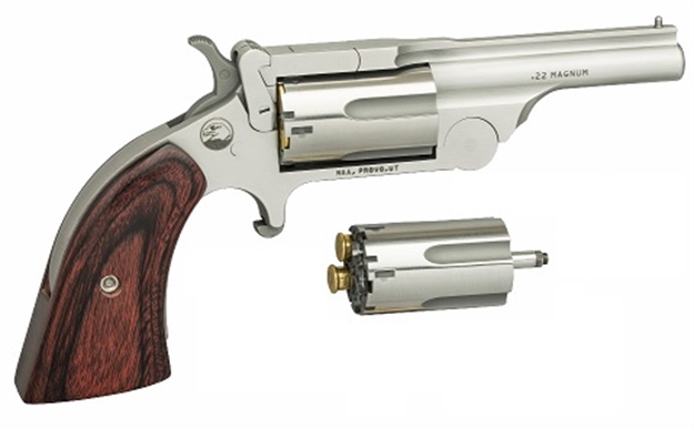 Picture of North American Arms 22Mcr250 Ranger II  22 Lr/22 Wmr 5 Shot 2.50" Stainless Steel Barrel, Stainless Steel Frame, Stainless Cylinder, Rosewood Boot Grip, Exposed Hammer NAA-22MC-R250 744253003295
