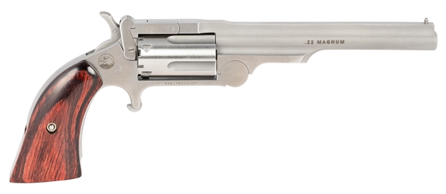 Picture of  North American Arms 22Mr4 Ranger II  22 Wmr 5 Shot 4" Stainless Steel Barrel, Stainless Steel Frame, Stainless Cylinder, Rosewood Boot Grip, Exposed Hammer 744253003325