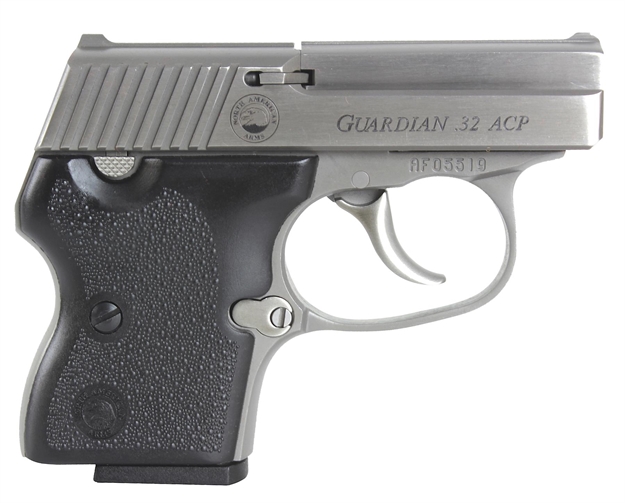 Picture of North American Arms 32Guardian Guardian  32 Acp 6+1 2.19" Stainless Steel Barrel, Stainless Steel Serrated Slide, Stainless Steel Frame, Black Rubber Grip, Right Hand NAA-32 GUARDIAN