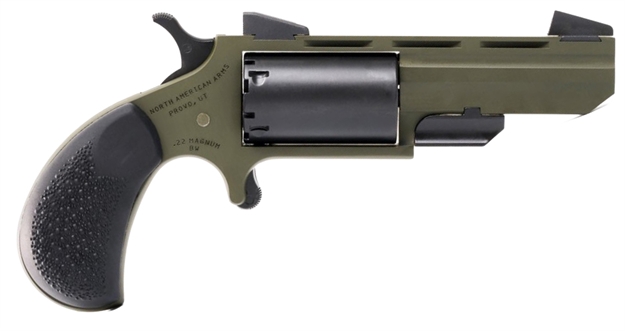 Picture of North American Arms Tghmb Green Huntsman  22 Wmr 5 Shot 2" OD Green Cerakote Heavy Vent Rib Barrel, OD Green Cerakote Steel Frame, Matte Black Cylinder, Black Cobblestone Rubber Grip, Exposed Hammer NAATGHMB