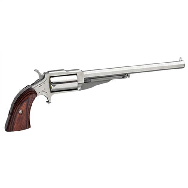 Picture of North American Arms 18606 Earl Hogleg *Ca Compliant 22 Wmr 5 Shot 6" Satin Stainless Steel Barrel, Satin Stainless Steel Frame, Stainless Cylinder, Wood Grip, Exposed Hammer NAA-1860-6