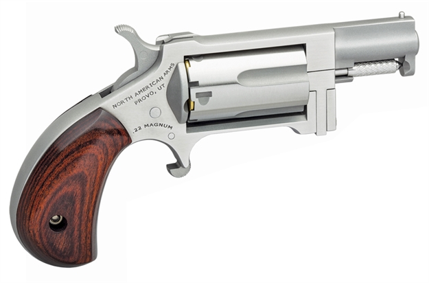 Picture of North American Naa Sidewinder Revolver 22 Lr, 1 In, Wood Grp, 5 Rnd, Fiber Optics, Std S/S Frame, Std Trgr NAA-SWC 744253002212