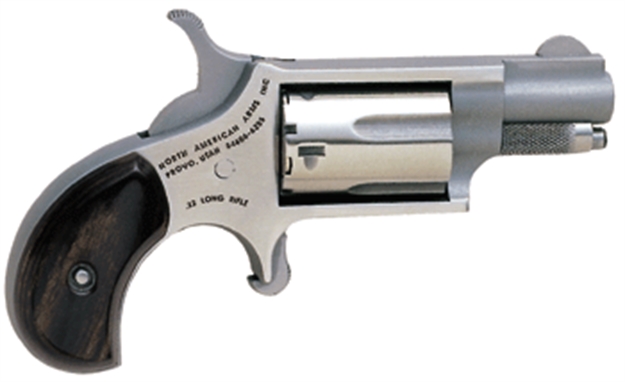Picture of North American Arms 22Lr Mini-Revolver *Ca Compliant 22 LR 5 Shot 1.13" Stainless Steel Barrel, Frame & Cylinder, Rosewood Birdshead Grip Exposed Hammer NAA-22LR 744253000034