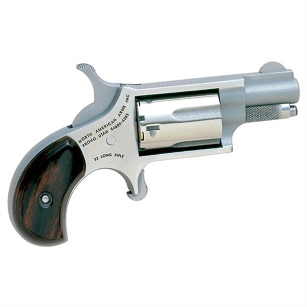 Picture of North American Arms 22Lr Mini-Revolver *Ca Compliant 22 LR 5 Shot 1.13" Stainless Steel Barrel, Frame & Cylinder, Rosewood Birdshead Grip Exposed Hammer NAA-22LR