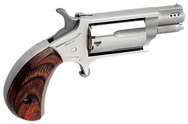 Picture of North American Arms 22Msp Mini-Revolver  22 Wmr 5 Shot 1.13" Stainless Steel Ported Barrel, Frame & Cylinder, Rosewood Birdshead Grip, Exposed Hammer NAA-22MS-P 744253002151