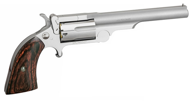 Picture of  North American Arms 22Mcr4 Ranger II  22 Lr/22 Wmr 5 Shot 4" Stainless Steel Barrel, Stainless Steel Frame, Stainless Cylinder, Rosewood Boot Grip, Exposed Hammer, Extra Cylinder 744253003332