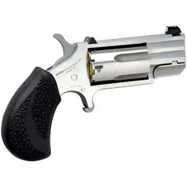 Picture of North American Arms Pugt Pug  22 Wmr 5 Shot 1" Stainless Steel Barrel, Frame & Cylinder, Black Pebbled Rubber Grip, Exposed Hammer NAA-PUG-T