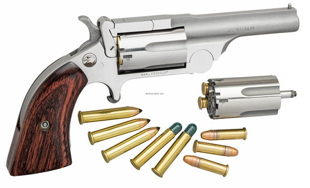 Picture of North American Arms Ranger Revolver 22 Mag/ 22 Lr, 2.5" Ribbed Bbl, S/S, Wood Grip, 5 RD
